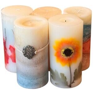 Lot of 5 Pillar Candles Mixed - Pier 1, Hobby Lobby, and Ashland Candles